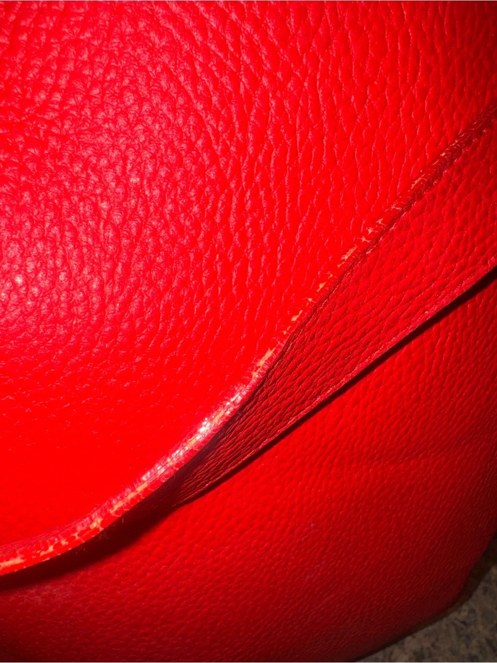 Furla Bright Red Pebbled Leather Shoulder Tote XL